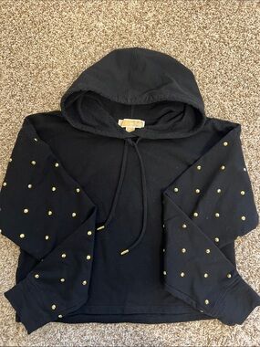 Michael Kors Black Hoodie with Gold Stud Details